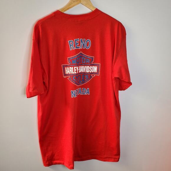 Harley Davidson Vintage Single Stitch Red  Tshirt Reno Nevada Great condition - Picture 2 of 8